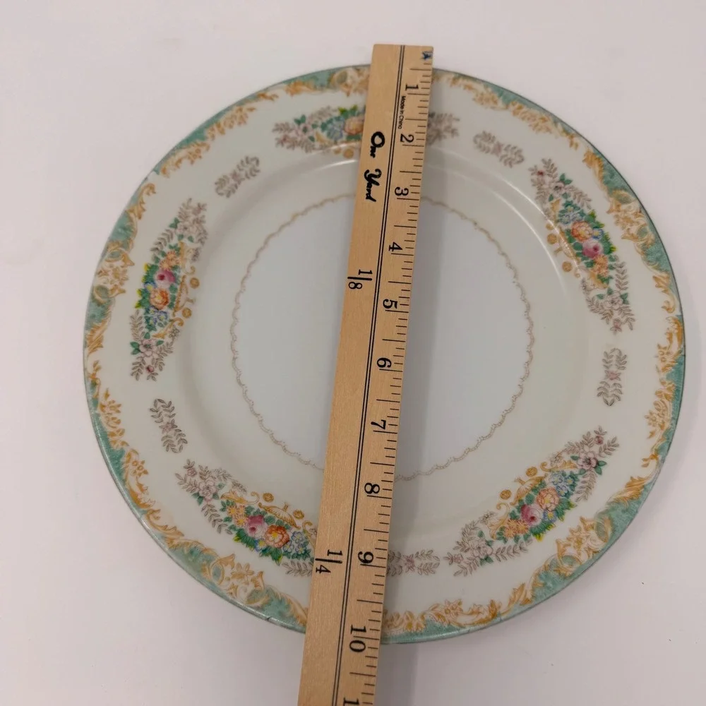 Vintage‎ Berkshire Ware Occupied Japan Dinner Plate Pink Rose Turquoise Gold 10